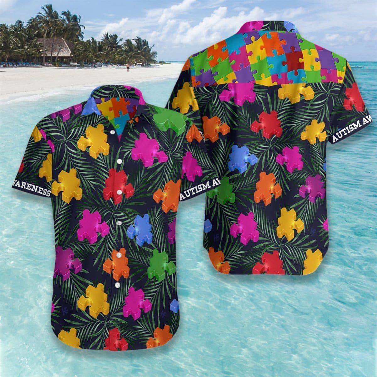 Felacia [Hawaii Shirt] Tropical Pattern Autism Awareness Hawaiian Aloha Shirts-ZX2062